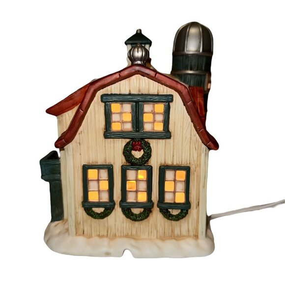 Rare Vintage 1998 Mervyns Village Square Lighted Village Barn Holiday Christmas - Picture 4 of 7